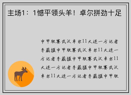 主场1：1憾平领头羊！卓尔拼劲十足